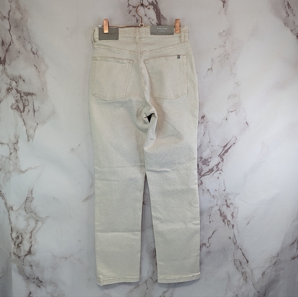 Everlane Jean The Cheeky Straight High Rise Ecru Sandstone Ankle Crop Zip Denim - Picture 2 of 13